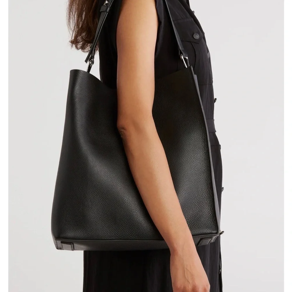 ALLSAINTS Captain North South Leather Tote in black - Picture 2 of 9